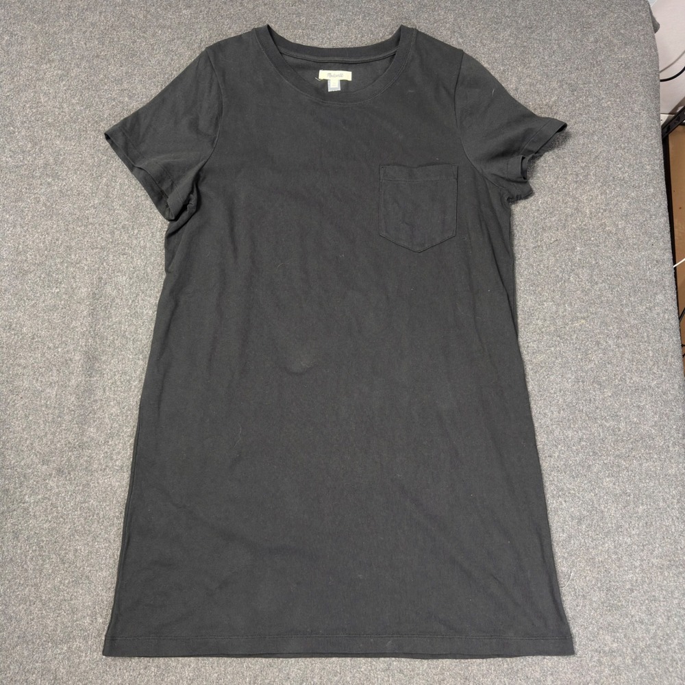 Madewell Pocket T Shirt Dress Womens XL Black Short Sleeve Casual Knit Midi